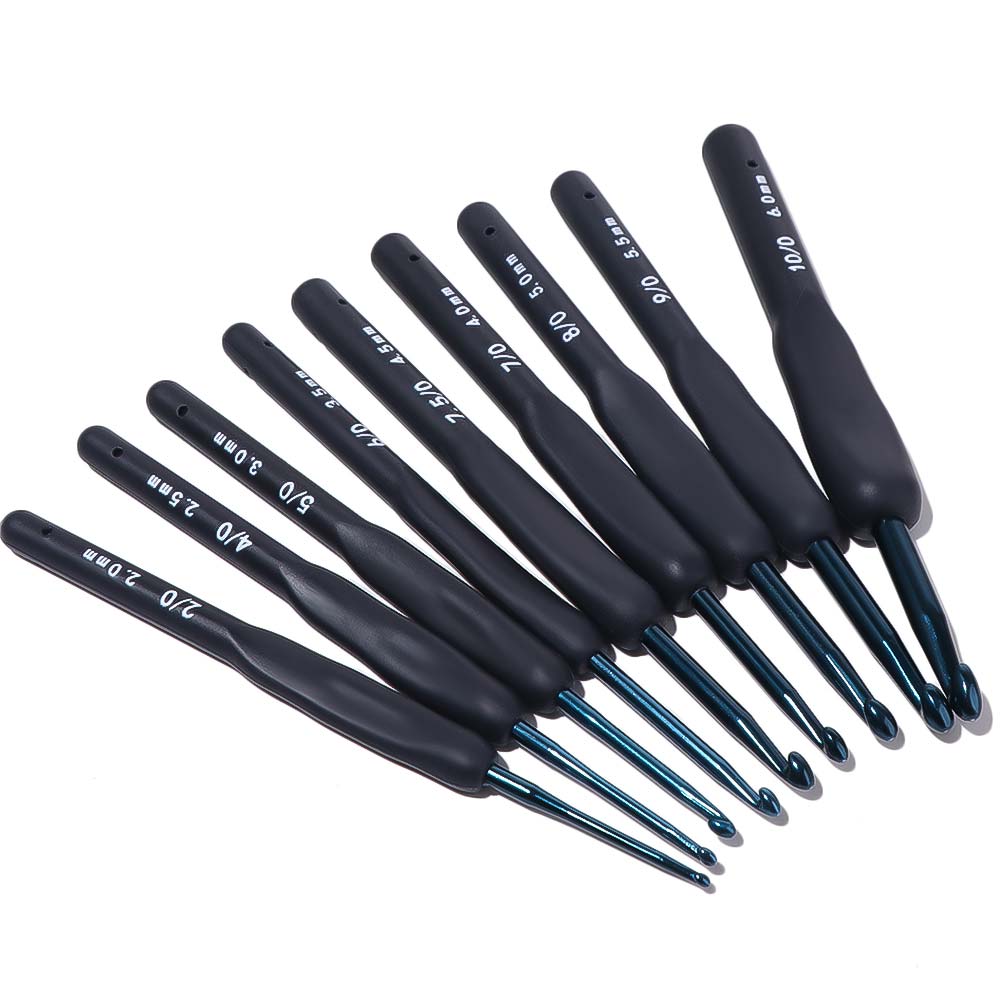 9PCS Knitting Tool Knitting Needle Soft Handle Handle Crochet Sewing Silicone Crochet Set Household
