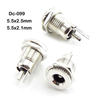10pcs DC-099 DC 5.5x2.5mm 5.5x2.1mm Power Jack Socket Female Panel Mount Connector Metal Open Hole Adapter 5.5 Mmx2.5mm Plug