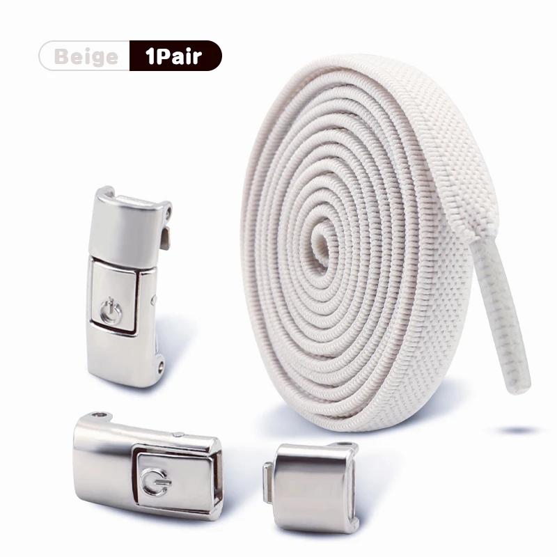 1/2Pair 8MM Flat No Tie Shoelaces Elastic Shoelace Metal Buckle Shoelaces Without Ties Sneakers Children Laces Shoe Accessories