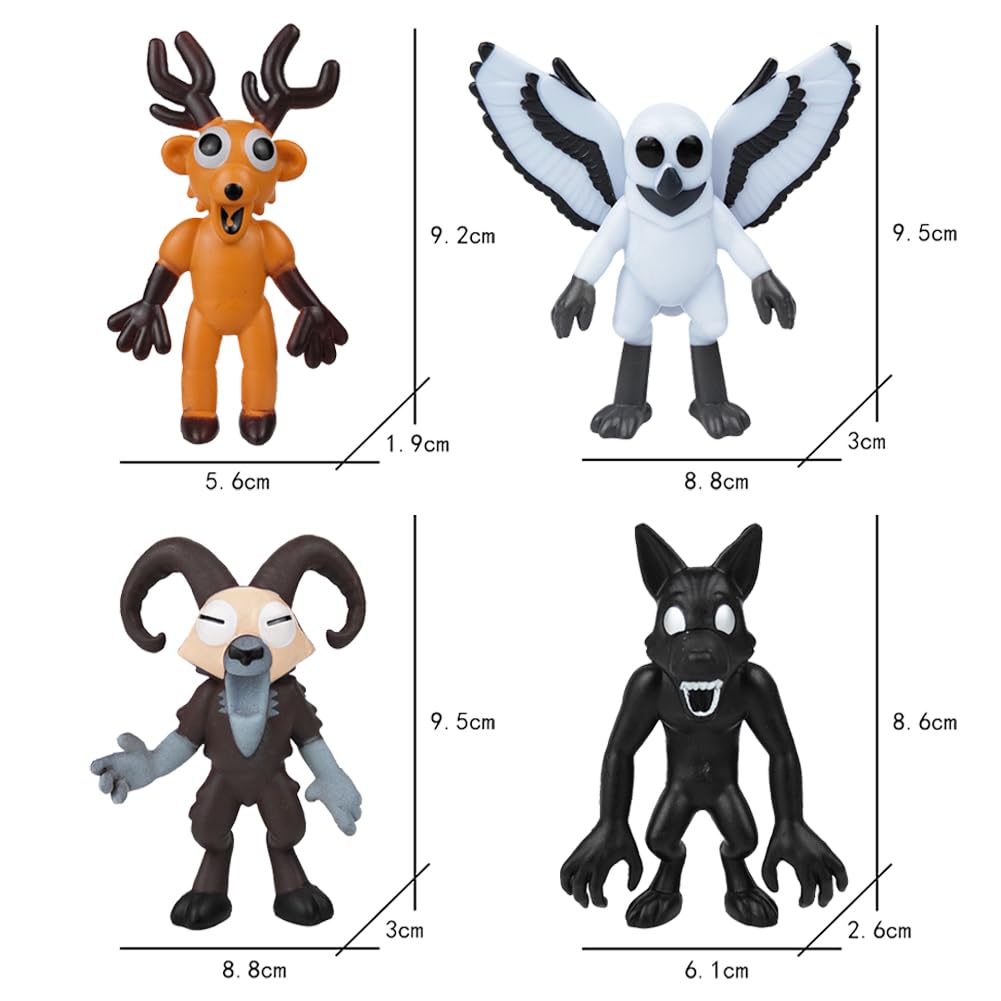 99 Days to Survive PVC Figures from 99 Nights in the Forest, featuring a deer, owl, goat, and wolf. Horror Game Figures, Model Decorations,