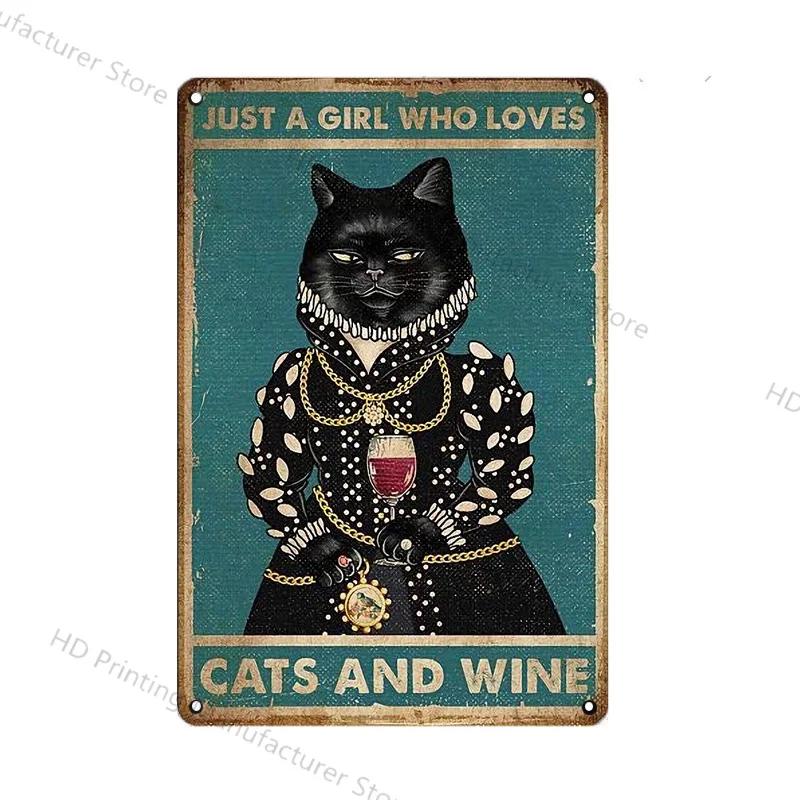 Cute Cat Wall Poster Pet Decor For Kitchen Vintage Tin Sign Metal Plates Home Decoration Modern Bar Accessory Restaurant Garden
