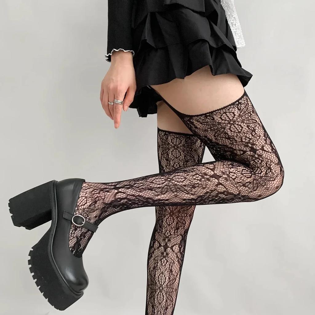 Sexy Damen Strapse Hohlstrümpfe Damen Spitze Jacquard Lange Netzstrümpfe Strümpfe Blumen Strumpfhosen Leggings Strumpfhosen