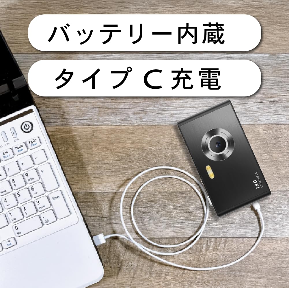 Slim 13MP Camera with 5K Video 16x Digital Compact Digital 1cm Lightweight MicroSD Card Compatible Support, Autofocus, Zoom, Built-in Type-C Charging,