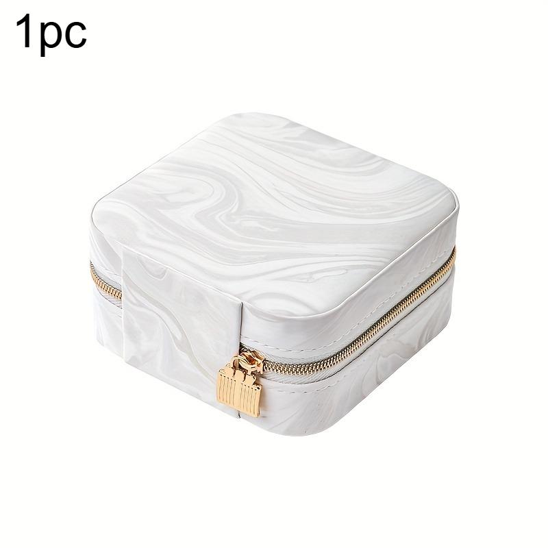 

1pc Jewelry Box Small Square Mini Zipper Portable Ring Necklace Storage Travel Jewelry Organizer Box Home Decoration 1pc белый