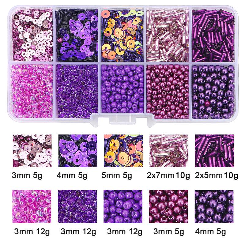 8/10/12/15 Grid Box: Seed Beads, Sequins, Imitation Pearls for DIY Necklaces & Phone Chains