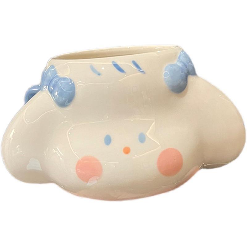Cute Fufu Dog Mug Girly Heart Student Super Cute Mug Cartoon Anime Style Ceramic Water Cup
