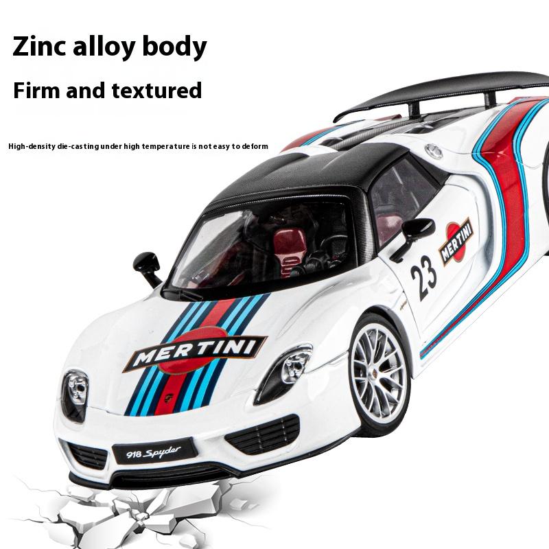 1/18 Porsche 918 Martini Lackiert Limitierte Edition Legierung Druckguss Modellauto Sammlung von Hobby-Ornamenten Ton & Licht Serie Geschenk