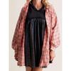 Womens Autumn and Winter Updated Style Rosted Lantern Sleeve Comfortable Fit Plaid Blouse