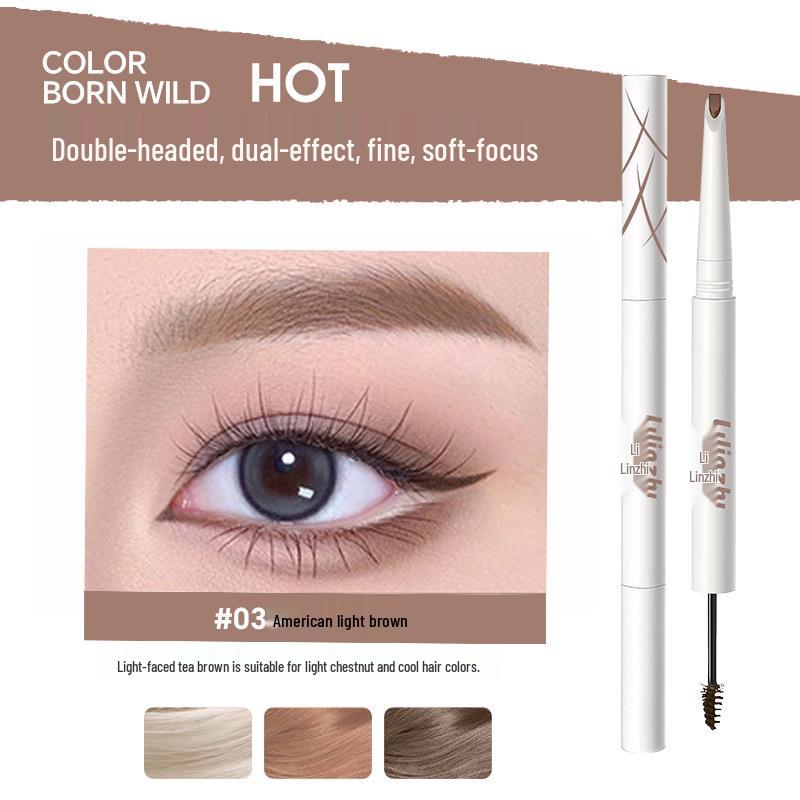 Lilinxhi L078 Double-Ended 3D Eyebrow Pencil: Natural, Smudge-Proof Tint with Root-by-Root Definition for Wild, Natural Brows