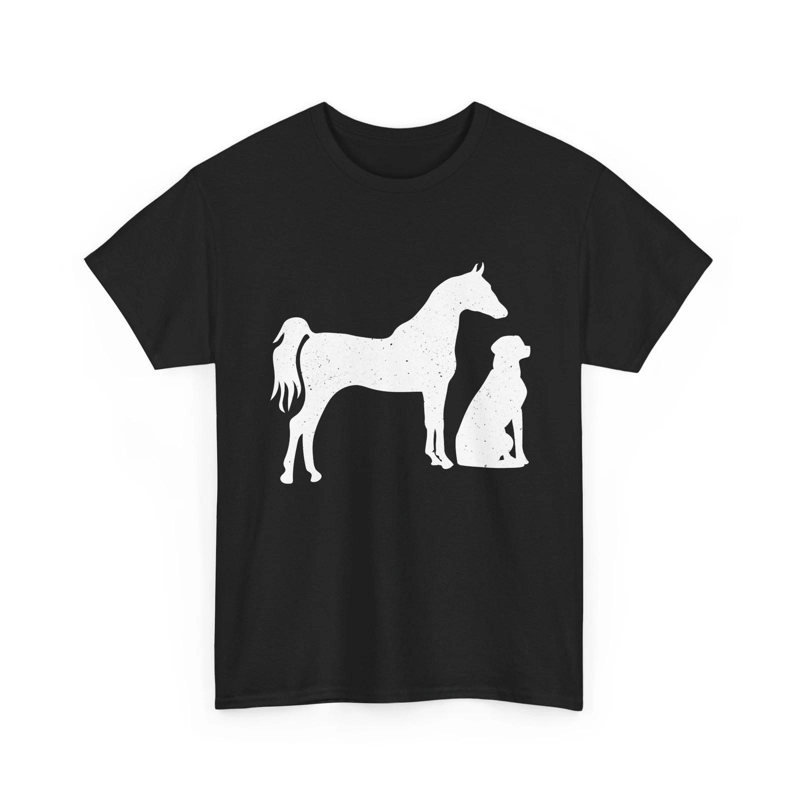 Horse and Dog T shirt, Farm Animals Lovers Horse Riding Fans Women Men Shirt L