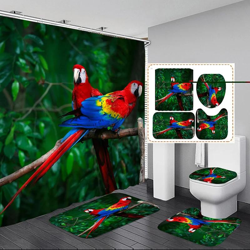 Full Set Bathroom Shower Curtain Set And Rugs Waterproof Fabric Furniture Accessory Zen Flow Water Bamboo For Bath Decoration