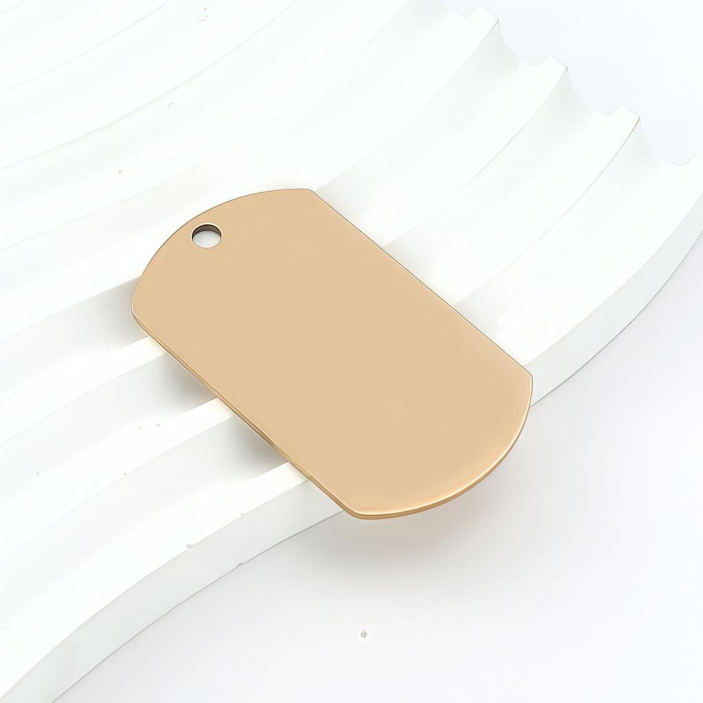 Brushed Stainless Steel Oval Dog Tag: Blank Military Necklace ID Tag for Laser Engraving