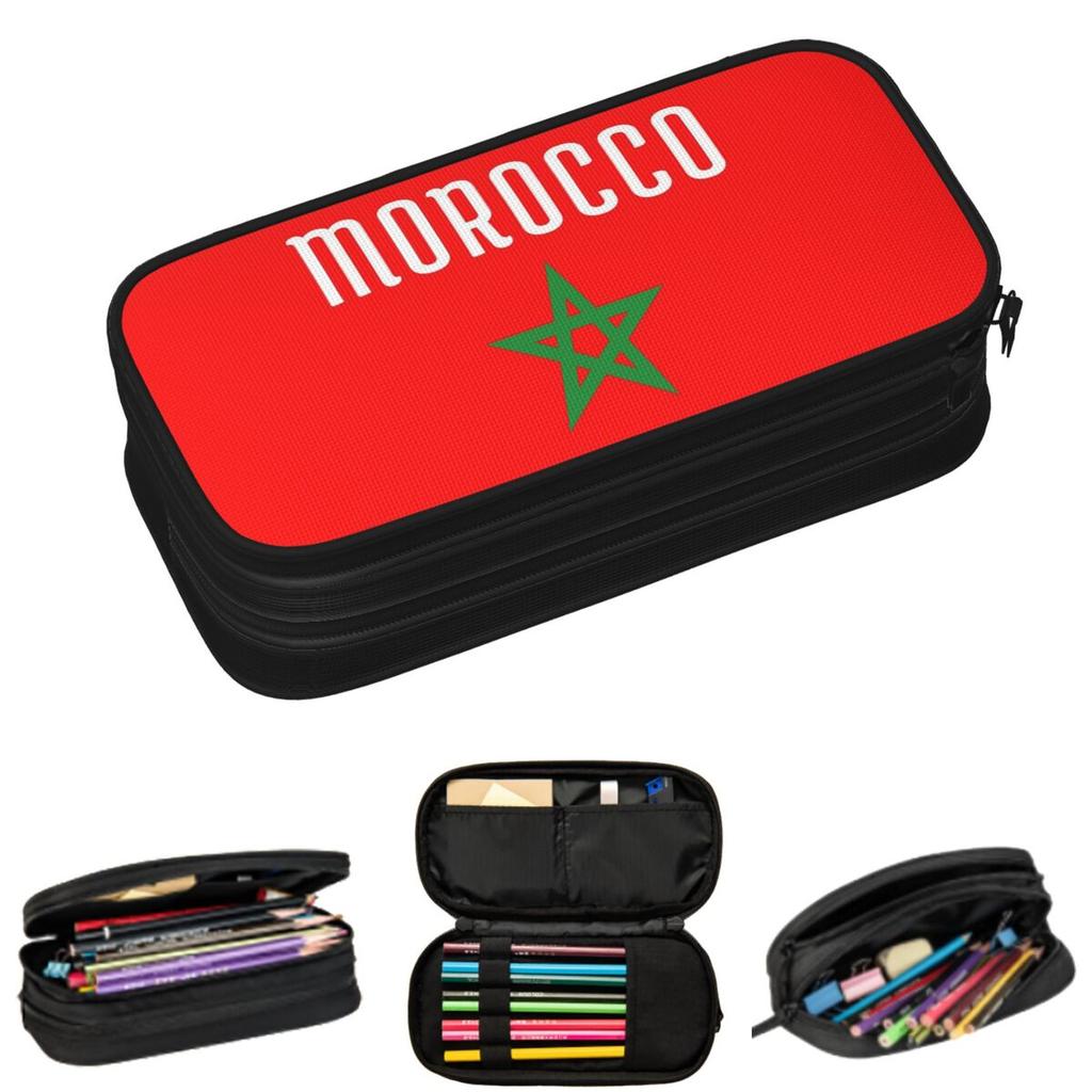 Flag Of Morocco Moroccan Flag Pencil Cases for Student Gifts Pen Box Pencil Bag Big Capacity Pencil Pouch
