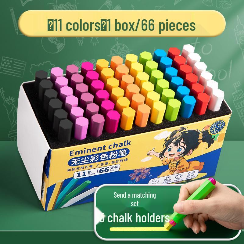 Dust-Free Bright Color Chalk for Kids - Keeps Hands Clean, Ideal for Teachers and Home Use.