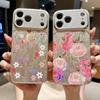 Gauze Flowers Rhinestone Lens iPhone 17 & 16 Pro Max Electroplated Hard Case