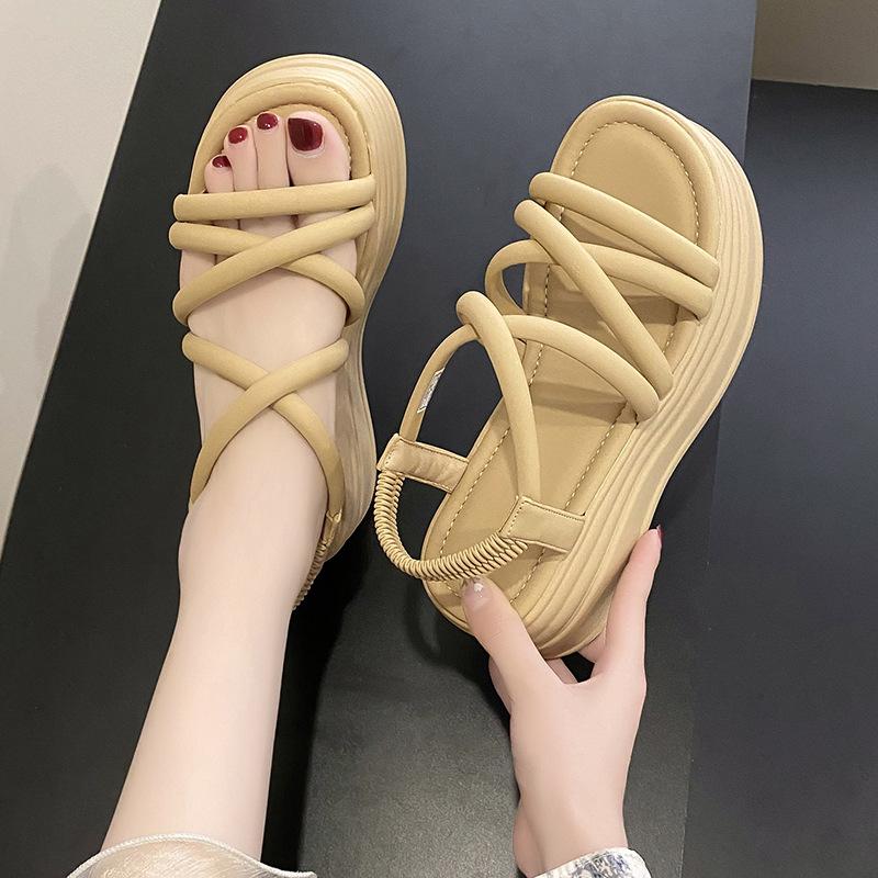 Sandals women's fashion versatile summer new models are not tired of feet muffin platform women's shoes non-slip Roman beach shoes