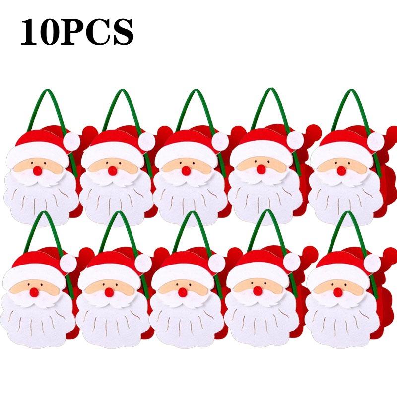 1-10PCS Christmas Felt Candy Bags Cartoon Apple Pouch Santa Sack Kids Gift Packaging Bag Xmas Tree Holiday Decoration