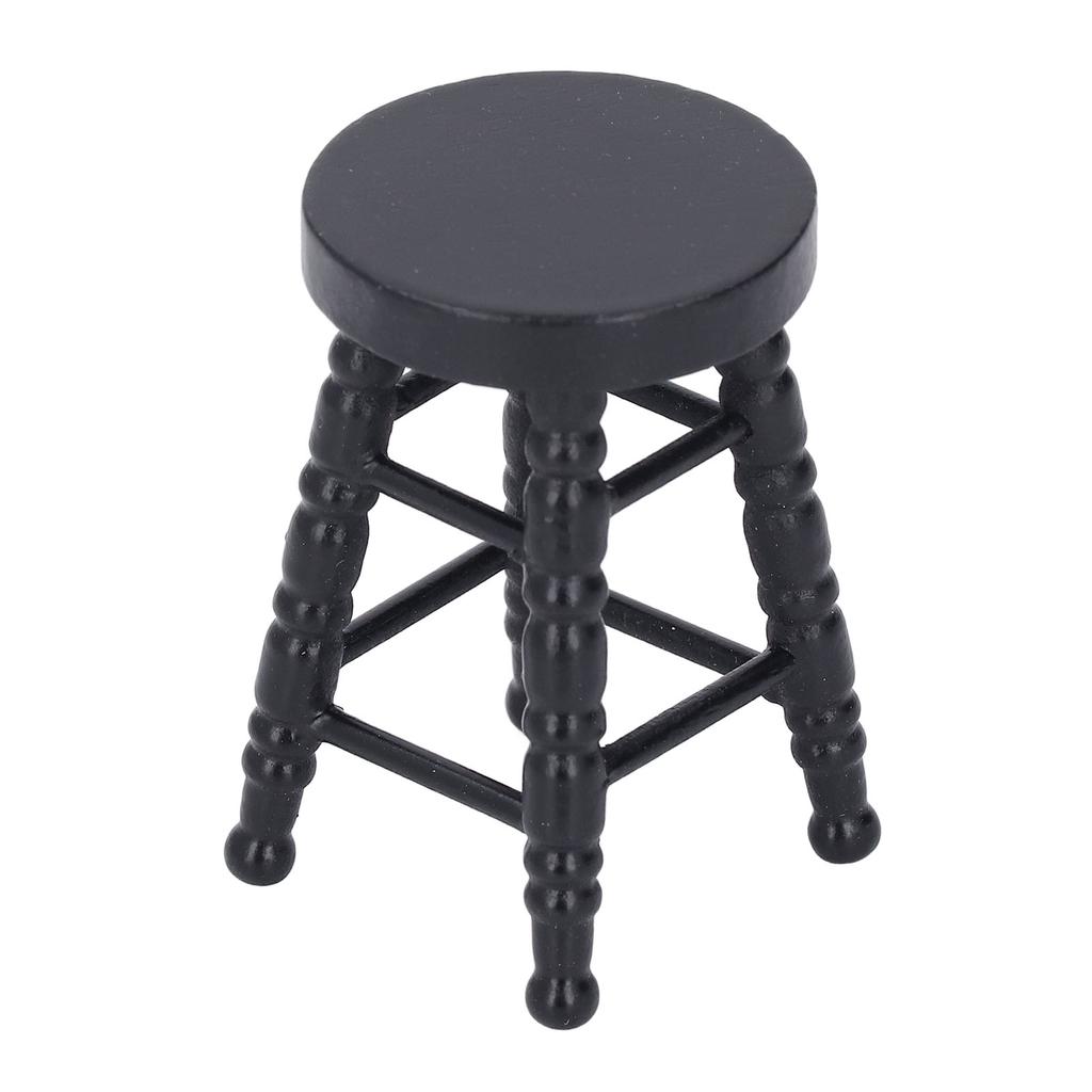 1:12 Scale Dollhouse Stool Chair Wooden Handcrafted Scene Ornament Model Miniature Round Stool
