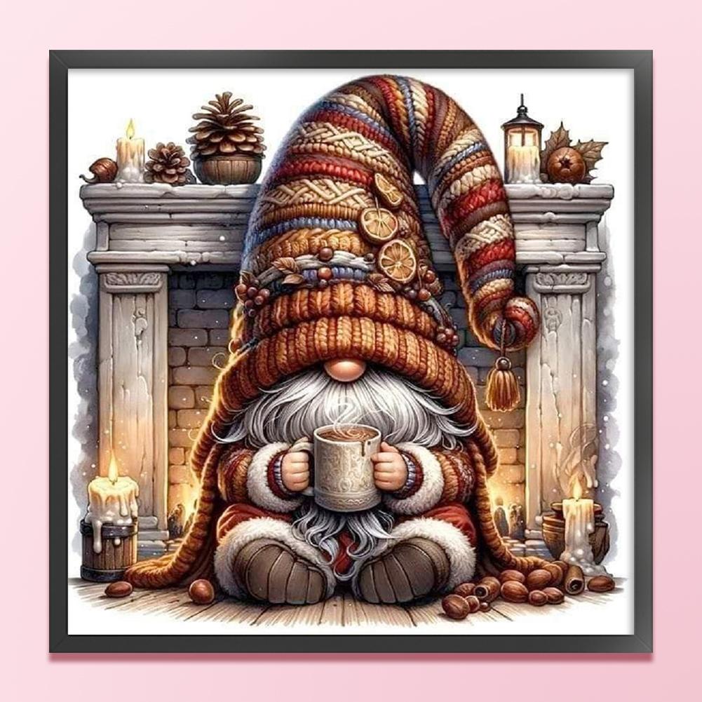 Full Embroidery Eco-cotton Thread 11CT Printed Coffee Gnome Cross Stitch Kit Art