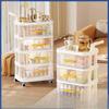 Yeya Thickened Reinforced Portable Rolling Storage Cart Shelf, Milky White