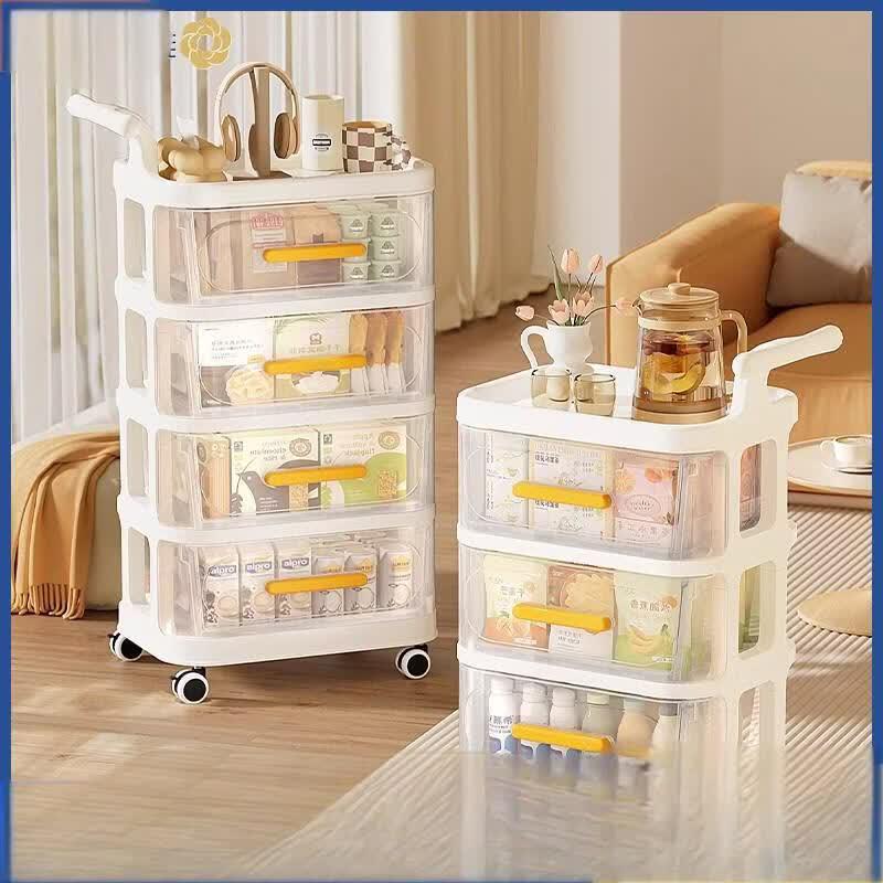 Yeya Thickened Reinforced Portable Rolling Storage Cart Shelf, Milky White