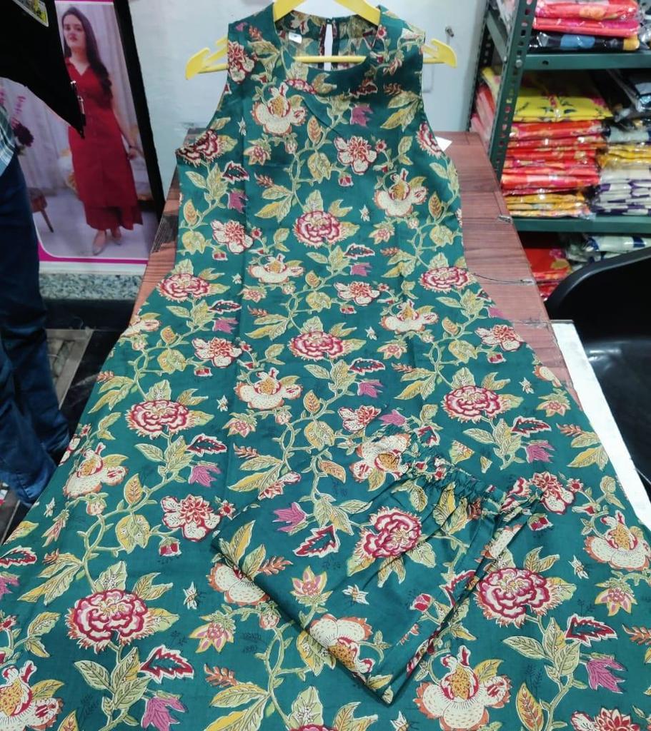 Women Party Wear Pure Cotton Kurta Pant Set Indian Pakistani Designer Top Tunic Kurti Dress
