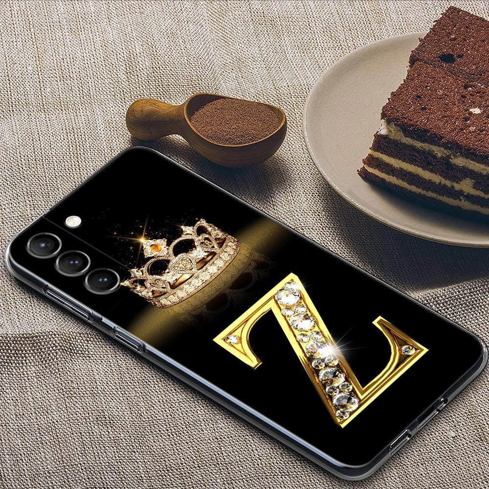 Diamond Crown First Initials Letter N Clear Samsung S24 Ultra Case For Galaxy S21 S20 FE S22 Ultra S23 S24 Plus Cases Soft Cover