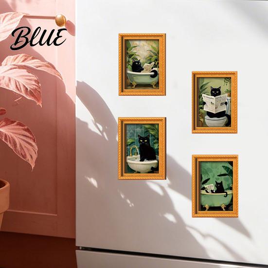 Vintage Style Cat Ornaments Black Wooden Refrigerator Magnet Halloween Theme Decorative Cute Pumpkin Magnet Set Magnetic Decal for Kitchen Cabinets