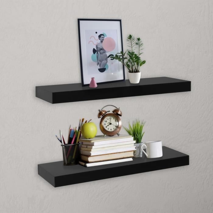 VidaXL Floating Wall Shelves 2 Pcs Black 40x20x3.8 Cm