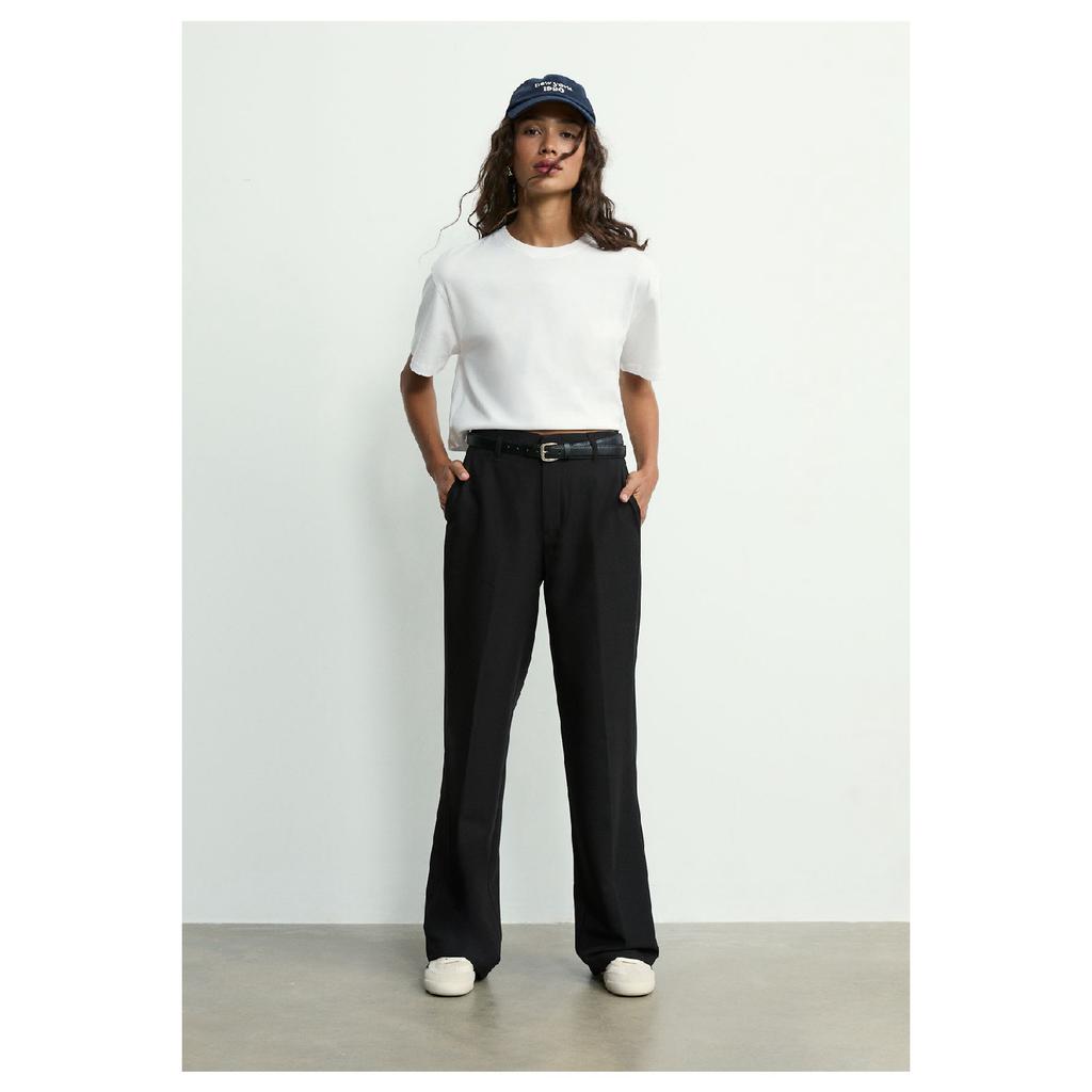 Straight Fit Fabric Pants