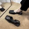 Fashion Elegant Ladies Sandals 2025 Fashion Ladies Elastic Band Flat Heel Women Shallow Party Shoes Square Heel Square Toe