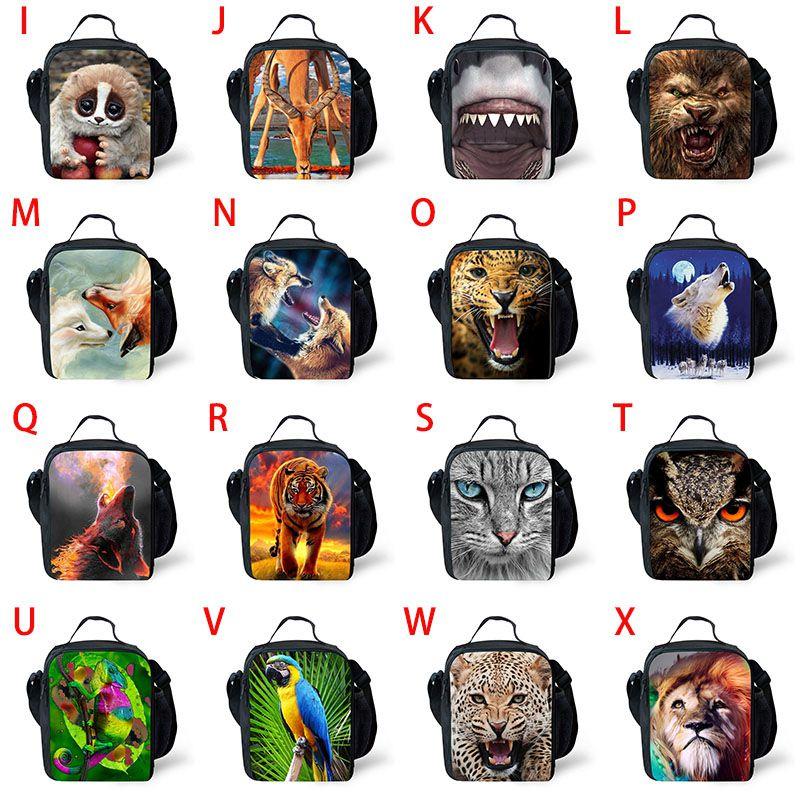Animal School Lunch Bags Kids Boy's Food Carriers With Soft Handle For Travel