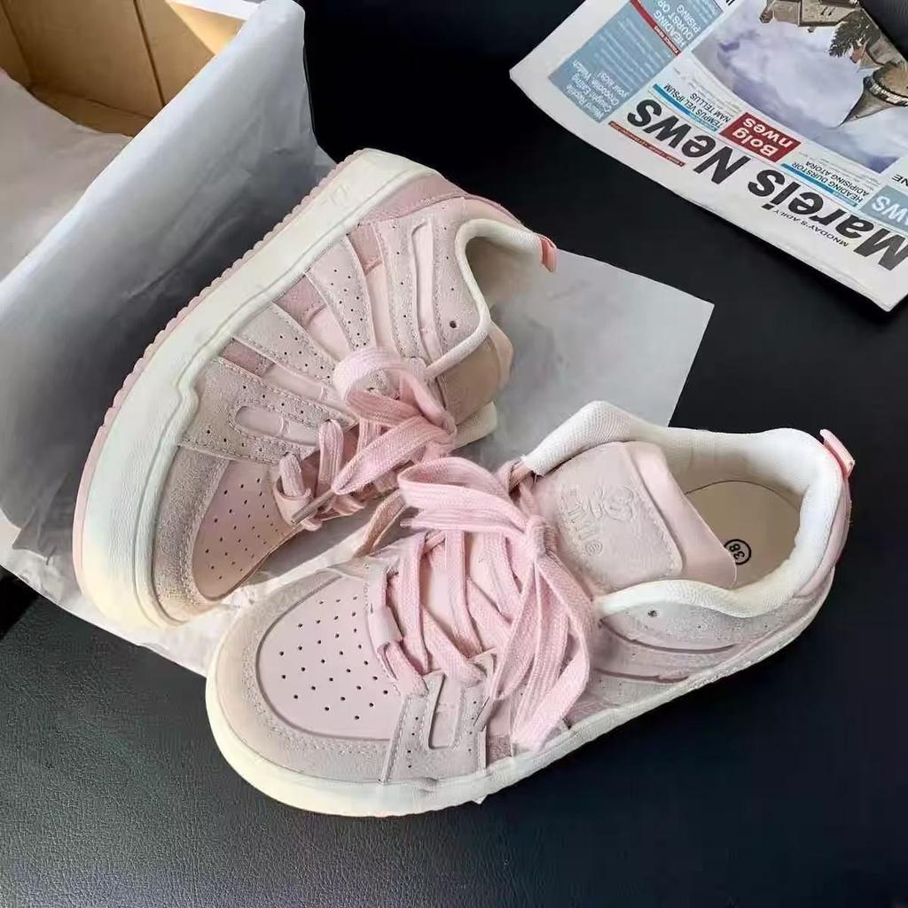 Rosa Frühling und Sommer neue Board-Schuhe Nische Plateau Brot-Schuhe