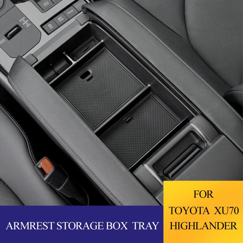 Center Console Organizer Tray Armrest Hidden Storage Box For Toyota Highlander XU70 2020~2026 Hybrid Car Accessories