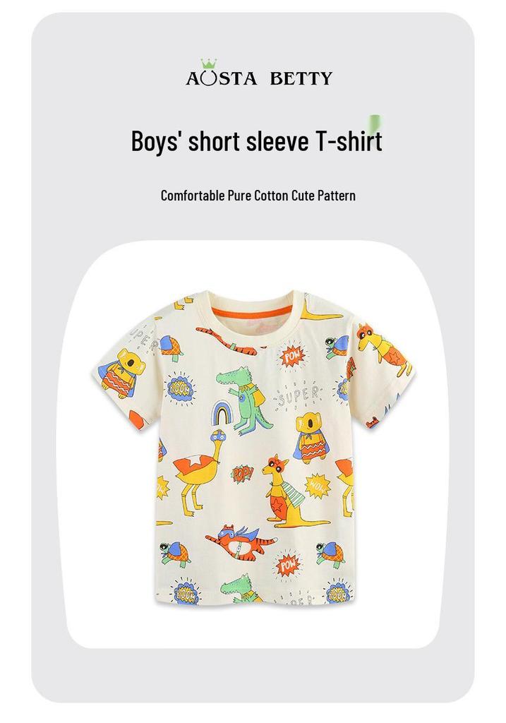 Boys' Cartoon Print Custom Short-Sleeve T-Shirt