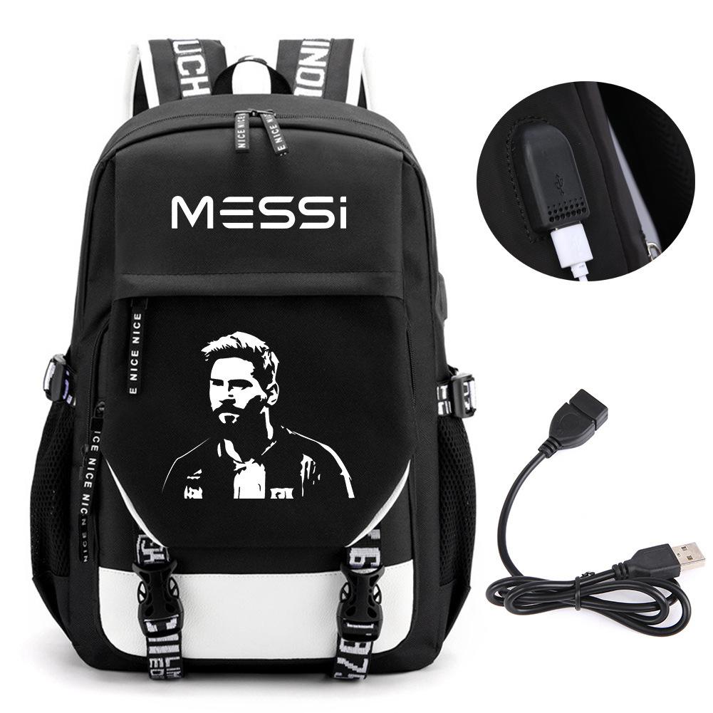 Football Star Peripheral Backpack Fashion Teen Usb Backpack Campus Student School Bag