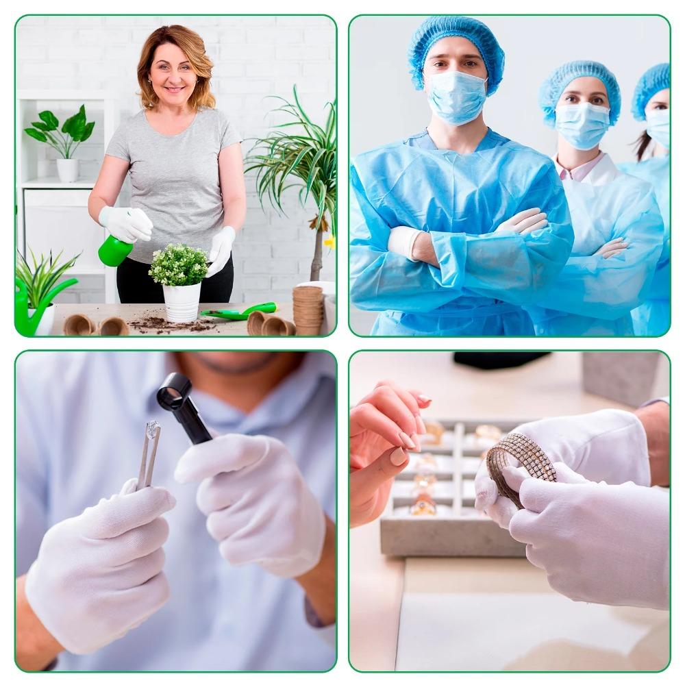 60 white pure cotton gloves, suitable for drying hands while sleeping, washable high-quality cotton gloves (XL)