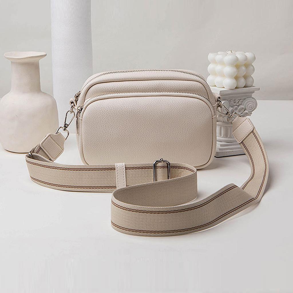 Neue kleine quadratische Tasche mit Litschi-Muster, bequemer Webriemen-Stil, breiter Schulterriemen, kleine Tasche, Umhängetasche für Damen