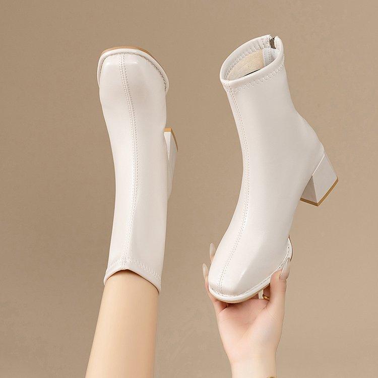 Fashion Elastic Socks Boots Women's Ankle Boots Women's Thick Heel Square Toe Retro Short Boots New Women's Shoes Botas Mujer