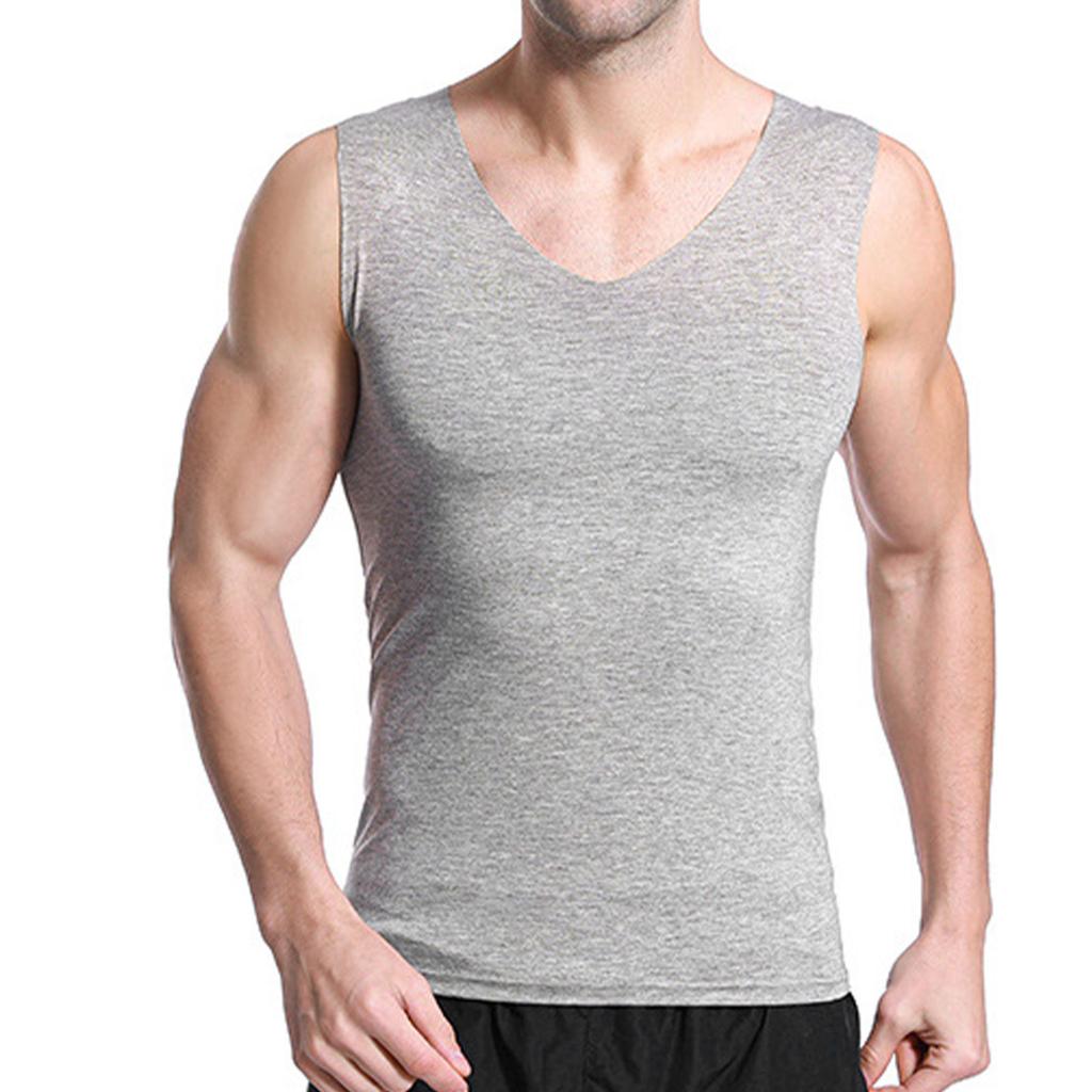 Men Sleeveless Shirts Seamless Design Wide Shoulder Soft Breathable Stylish Skin Friendly Men Tank Top for Sports Gray XXL