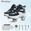 Scarpe da Pattinaggio a 4 Ruote Doppio Uso Pattini a Rotelle Doppia Fila Sneakers Casual da Uomo Donna Uomo Scarpe Sportive da Camminata Corsa