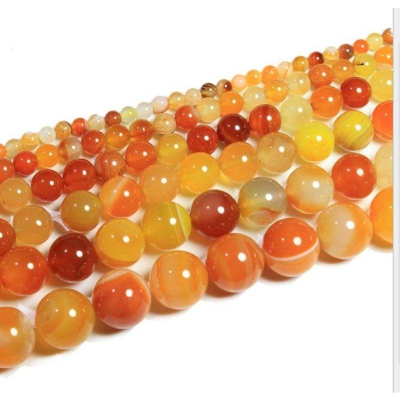 

Свободные бусины из натурального драгоценного камня, оранжевые полосатые агатовые бусины, размер «сделай сам», размер 4/6/8/10 мм, изготовление ювелирных изделий 10mm