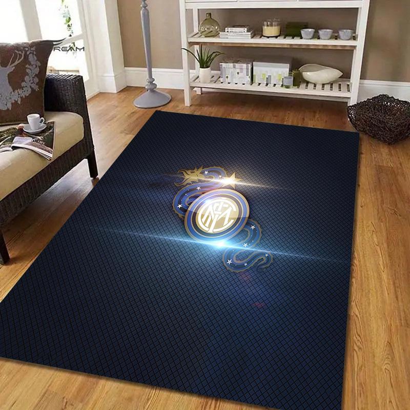 Football Club Internazionale Milano3 Flannel Pattern Square Carpet,Area Rug,Carpet Rug for Living Room Bedroom Sofa Playroom Decor,Non-slip Floor Mat