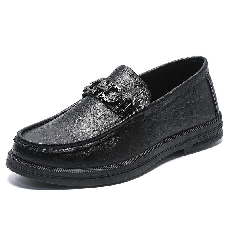 British Style One-pedal Lazy Shoes Men's Breathable Casual Loafers Fashion Soft-soled Beanie Shoes Casual Leather Shoes Men