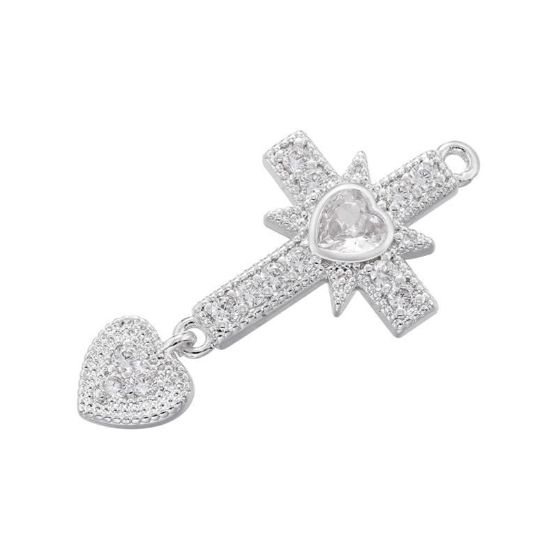 ZHUKOU 9 Styles Cubic Zirconia Charms for Jewelry Making Cute Bear Jewelry Pendants Heart DIY Charms Jewelry Accessories VD1431