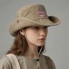 Sweet Solid Color Western Cowboy Hat Pink Love Sun Protection Wide Brim Sun Hat Bucket Cap Adjustable Y2k Fisherman Hat Women