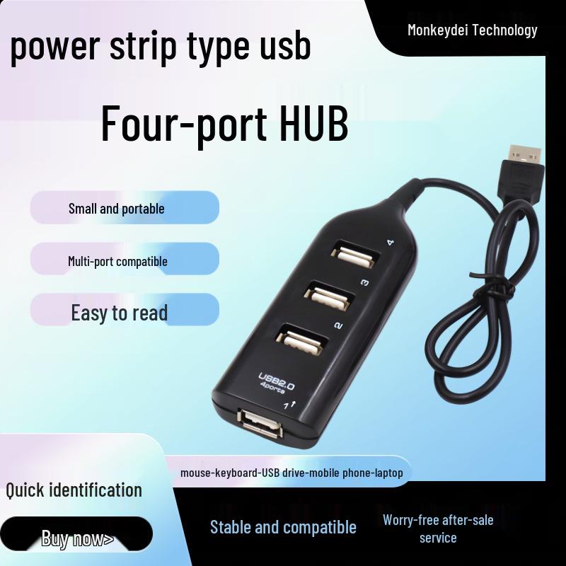 4-Port USB Hub Power Strip Multi-Interface Expander