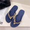 Bequeme und modische Allround-Strandschuhe Rutschfeste weiche Sohle Lässige Flip-Flops Strasskettchen Flache Hausschuhe