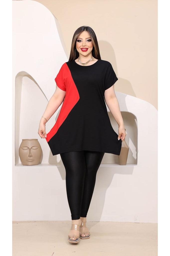 Women's Big Size Blouse Plus Size Triangle Slit Blouse