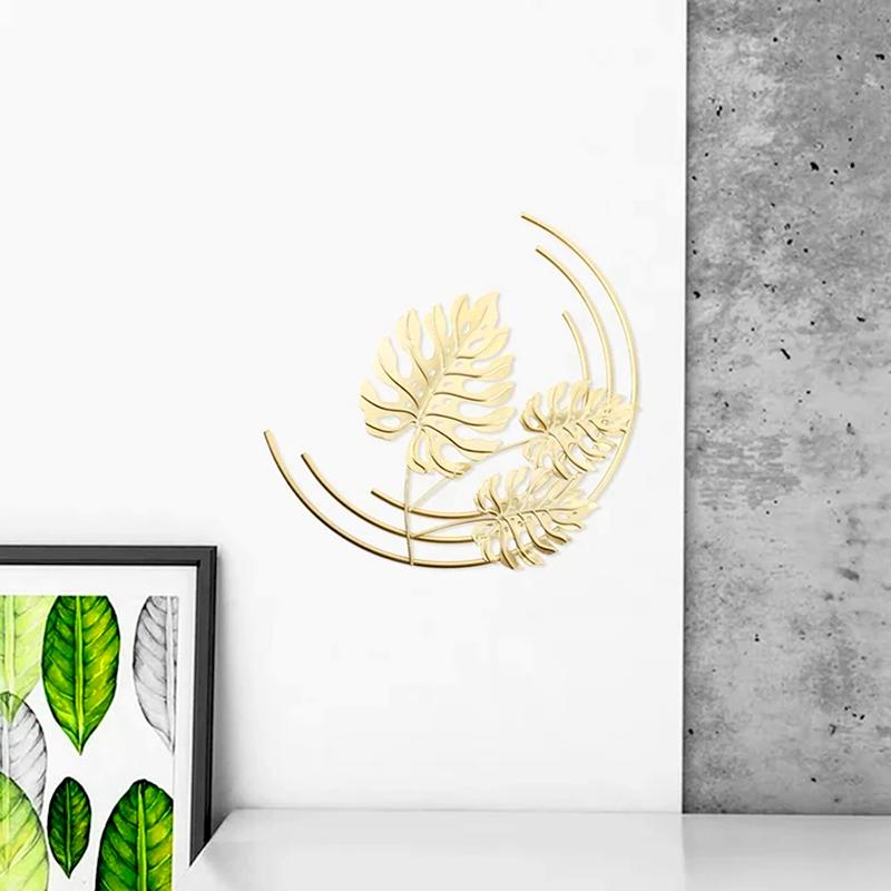 1pc Monstera Leaf Gold Metal Leaf Luxury Iron Ginkgo Leaves Irregular Wall Hanging Ornaments Home Decoration Palm Maple Pendant